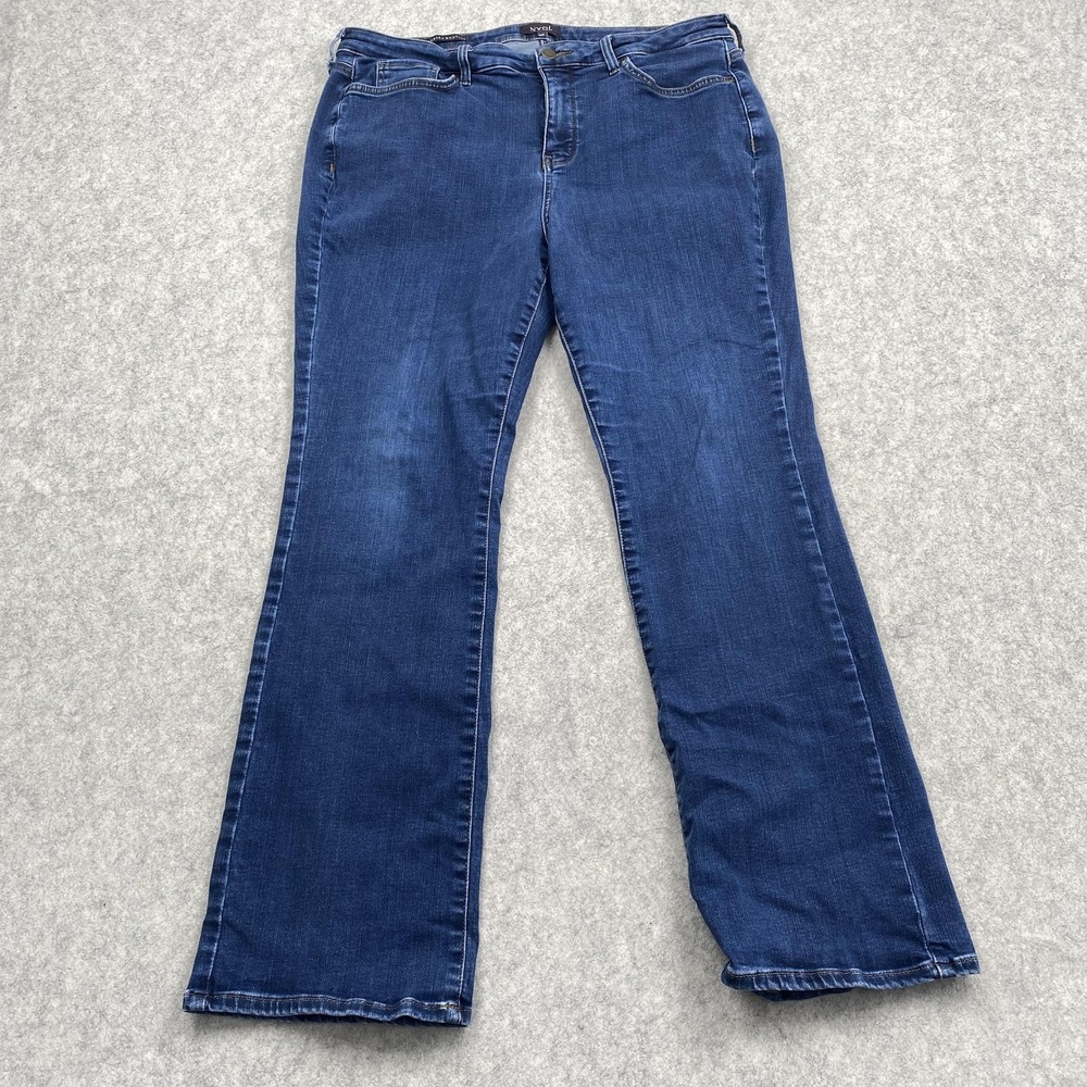 NYDJ Barbara Bootcut Jeans Womens 16P Petite (34x28) Blue Med Wash Stretch Denim